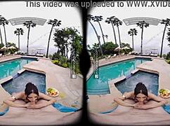 Vr bangers: tru kait takes big dick doggystyle by the pool with friends