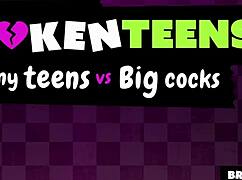 Adria Rae, the naughty petite teen, takes on that tattooed hunk.