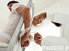 Cute twink blows massive load in college scene