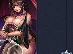 Motorboating Sibyl's Big Tits in Kinky Anime Scene