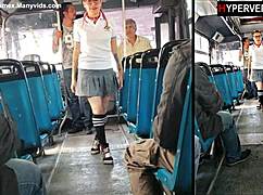 Damn, they rub cock on this schoolgirl in the bus, check her Twitter castingxxx8!