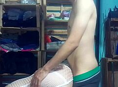 latina puts on red dress for doggystyle fuck