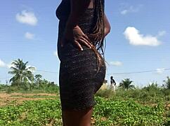 Crazy bitch twerks her big ass outdoors with joy