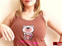 Curvy Blonde Shows Amazingly Huge Boobs For Cumshot Facial!