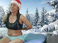 Teasing Xmas Pussy Adorned with Agarabas and Olpr in Close-Up