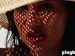 Laura Devushcat strips to expose her curvy natural body and big booty