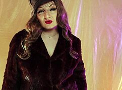 Arya Grander in fur coat and leather gloves vaping