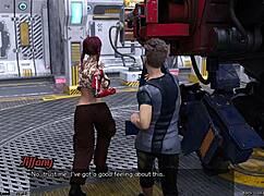 Stranded in space, checking out the cute robot girl