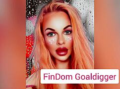 Blonde femdom instructs slave on jerk off domination