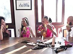 black couple in sensual sheer red lingerie event