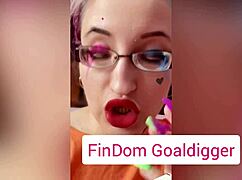 Blonde femdom instructs slave on jerk off domination