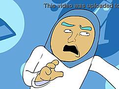 'power trip!' cartoon character exclaims as clothes rip