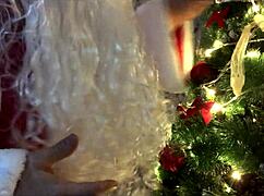 Bad santa claus wishes merry christmas with dirty talk and gay cum