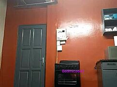 My ebony friend with big tits and ass masturbates during massage.