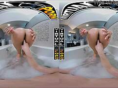 Curvy Latina Serena Santos soaks in a spicy bubble bath, flaunting her big tits and fat ass in the bathroom