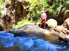 lilyan is masturbating with toys on the river banks.