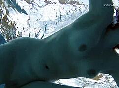 Lada Poleshuk shows big tits underwater in the pool