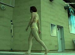 Lada Poleshuk shows big tits underwater in the pool