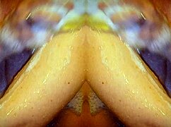 milf bathes sensually in shower, massaging ass in slow motion mirror view.