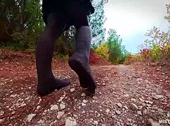 Follow My Footsteps Along The Path In The Evening Lonely Forest