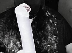 Homemade bbw fucking her dildo passionately in kinky setup.