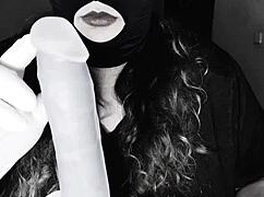 Homemade bbw fucking her dildo passionately in kinky setup.