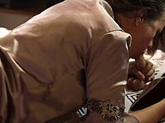 french amateur in satin lingerie gets fucked with blowjob and rimming close-ups