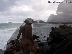 Wild cougar Deauxma contrasts soft lingerie with rough strap-on fucking Angie Noire's pussy.