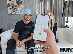 Blonde in uniform watches cuckold fuck session