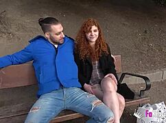 Brad's girlfriend proves her love for public blowjobs with cumshot