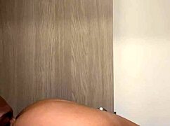 Amateur couple has quickie in bathroom while friends are in living room