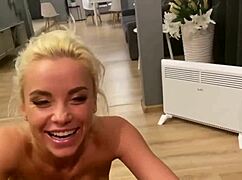 crazy skinny blonde lara forst takes leo casanova’s huge facial. cumshot hits right in her eye!