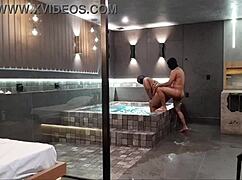 brunette in bathtub enjoys wild encounter with big black cock