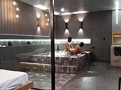 brunette in bathtub enjoys wild encounter with big black cock