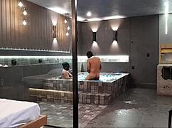 brunette in bathtub enjoys wild encounter with big black cock