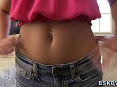 this babe is masturbating and getting spermed all over.