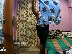 Indian chubby girl shows her sexy body while changing clothes