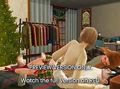 3d hentai anime girl chooses rough sex under mistletoe in sensual scene!