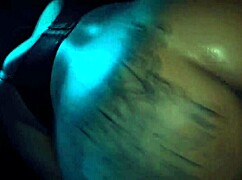 In the dark corner, she gives a blowjob to his big cock, no one catches them