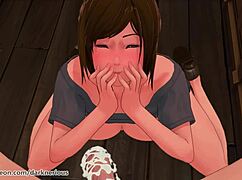 sasha brouse gives blowjob in doggystyle parody anime