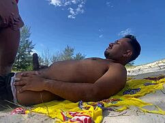 We went to the arraial, she was touching her pussy while I stroked my cock.