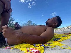 We went to the arraial, she was touching her pussy while I stroked my cock.