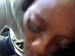 Wow, that ebony chick sucks white dick so sloppy!