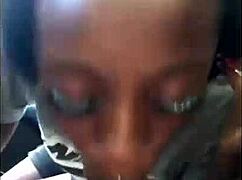 Wow, that ebony chick sucks white dick so sloppy!