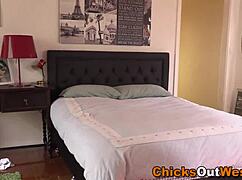 Stockinged Teen's Small Tits Tease