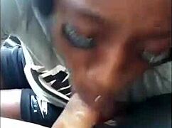 Wow, that ebony chick sucks white dick so sloppy!