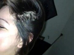 This sexy mommy is sucking a huge cock and getting cum