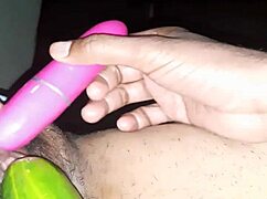 Sexy Indian Wife Plays with Oiled Cucumber Toy