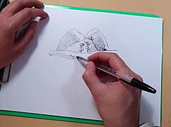 Sketching Two Beautiful Sexy Girls With A Ballpoint Pen