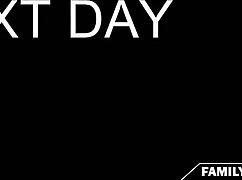 Blonde Teen with Piercing Sneaks Around While Parents Are Away